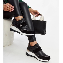 Sneakers nere con zeppa e chiusura con velcro Libuse nero 1