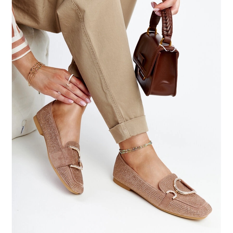 Mocassini Mebrat marrone lucido beige 1