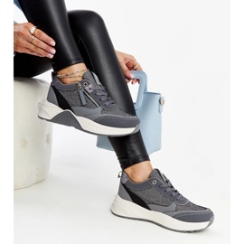 Sneaker grigie lucide sulla piattaforma Makda grigio 2