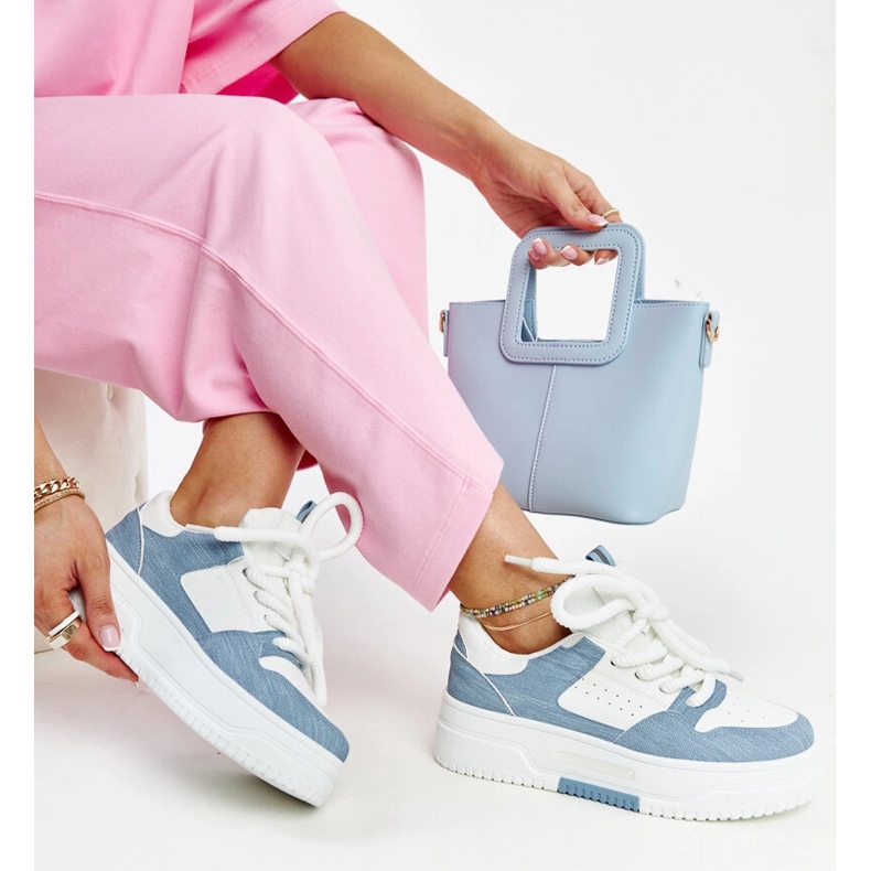 Sneaker platform bianche e blu bianca 1