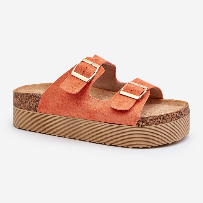 Infradito con plateau da donna con fibbie Arancioni Lolpey arancia 1