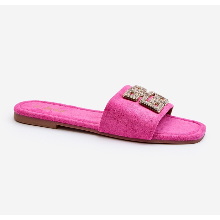 Infradito da donna con tacco piatto e decorazione Inaile fucsia rosa 2