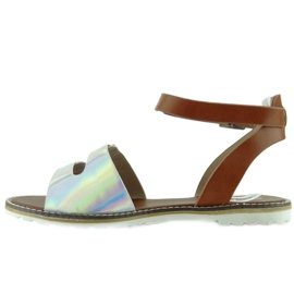 Sandali strisce ologramma 2015L-139-3W Argento marrone grigio 2