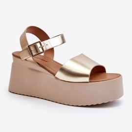 Sandali con zeppa Geferia color oro da donna d'oro 2