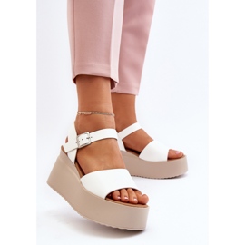 Sandali Con Zeppa Da Donna Bianchi Geferia bianco 2