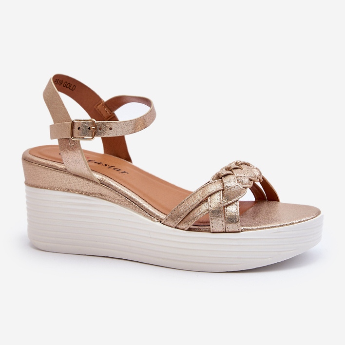 Sandali con zeppa dorati Esinna d'oro 1