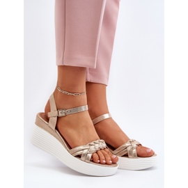 Sandali con zeppa dorati Esinna d'oro 2