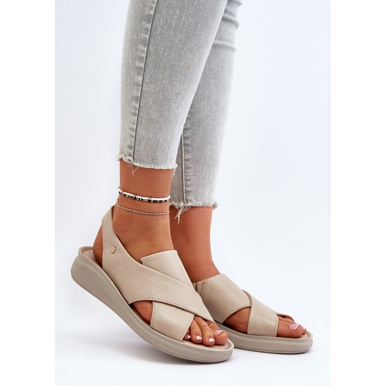 Zazoo 40392 Sandali in pelle da donna, Beige 2