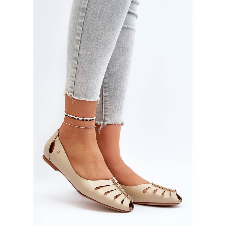 Zazoo 10009 Comode ballerine in pelle da donna, beige 2