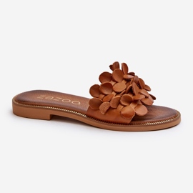 Zazoo 40381 Infradito da Donna in Pelle con Tacco Piatto Marrone 2