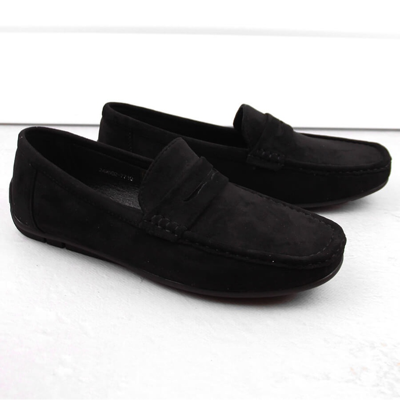 News Scarpe in pelle scamosciata, mocassini slip-on da uomo, Unisoft 7710 nero 2