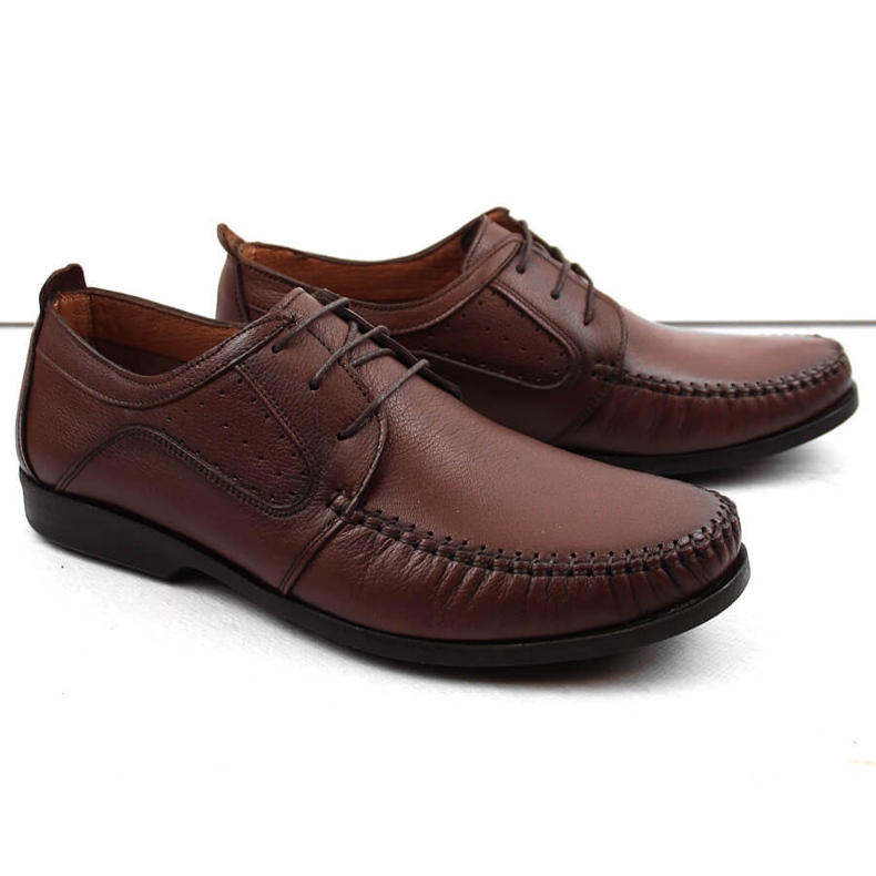 Scarpe da uomo in pelle, mocassini stringati, marrone, T.Sokolski W21-900 1