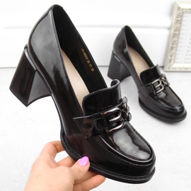Scarpe da donna con tacco in vernice, nere, Vinceza 63509 nero 1