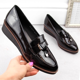 Scarpe con zeppa nere in vernice da donna, Vinceza 58266 nero 1