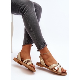 Zazoo 40382 Sandali in pelle da donna, Beige 1