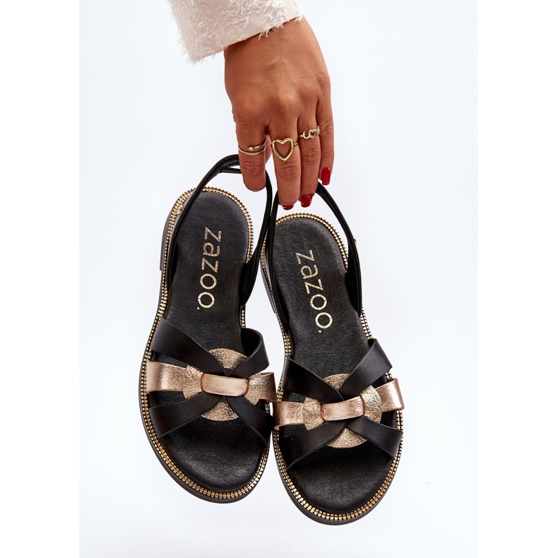 Zazoo 40382 Sandali da Donna Pelle Neri nero 2