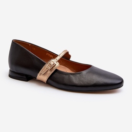 Ballerine piatte in pelle da donna Laura Messi 2774 Nere nero 1