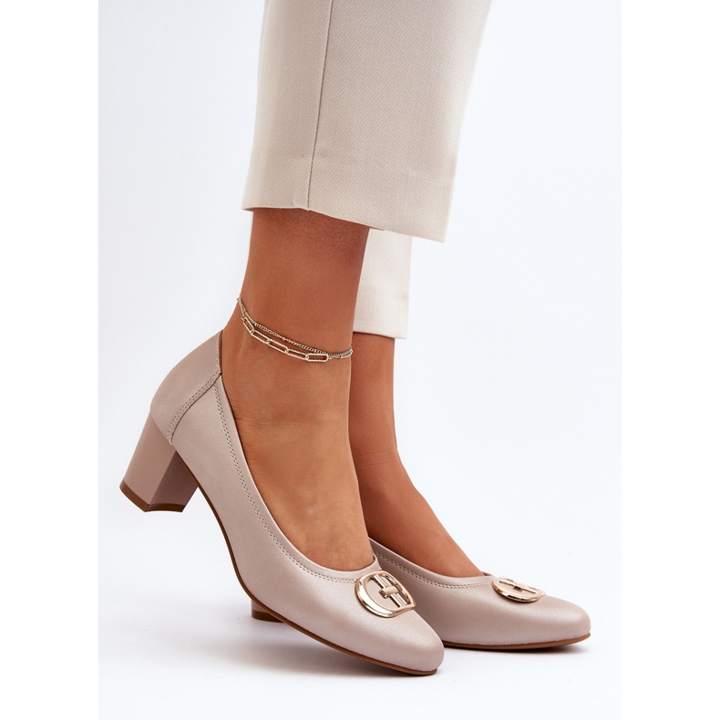 Vinceza Décolleté Aeliris Beige Con Tacco Basso Con Decorazione 2