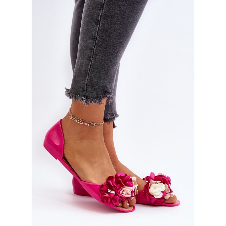 Ballerine In Gomma Da Donna Con Fiori Fucsia Junikla rosa 2