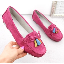 Mocassini da donna in pelle scamosciata con frange fucsia Filippo DP6136 rosa 1