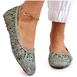 Seastar Openwork Ballerine verdi traforate alla moda verde 4