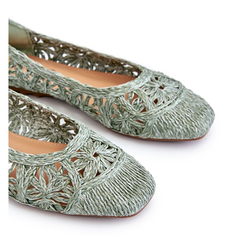 Seastar Openwork Ballerine verdi traforate alla moda verde 3