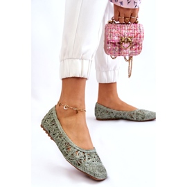 Seastar Openwork Ballerine verdi traforate alla moda verde 1
