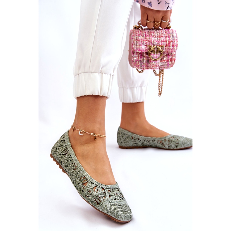 Seastar Openwork Ballerine verdi traforate alla moda verde 1