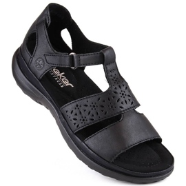 Comodi sandali in pelle Rieker W RKR668 neri nero 1