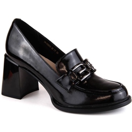 Vinceza W JAN294 scarpe con tacco alto in vernice nera nero 1