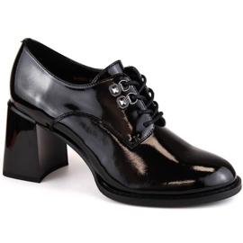 Scarpe Vinceza W JAN295A in vernice nera con tacco decorativo nero 1
