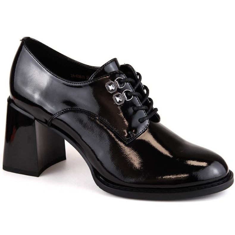 Scarpe Vinceza W JAN295A in vernice nera con tacco decorativo nero 1