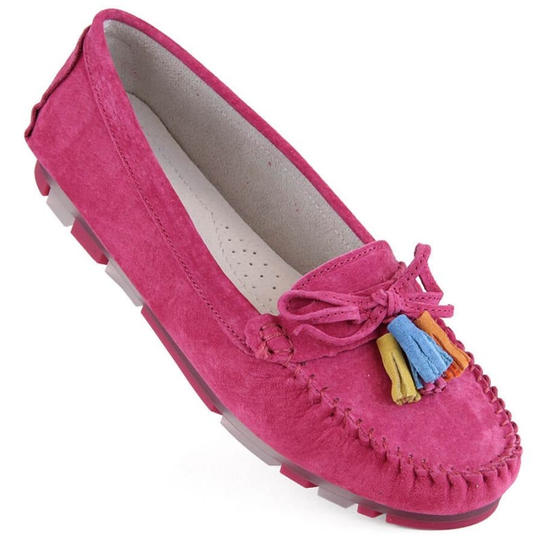 Mocassini Filippo W PAW506B in pelle scamosciata con frange fucsia rosa 1