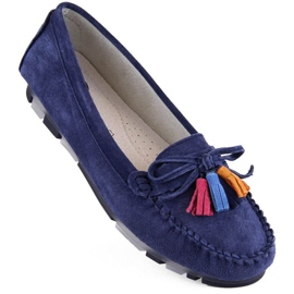 Mocassini Filippo W PAW506C in pelle scamosciata con frange, blu navy 1