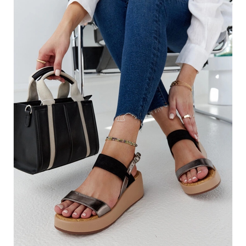 Sandali con zeppa Tonka nero 1