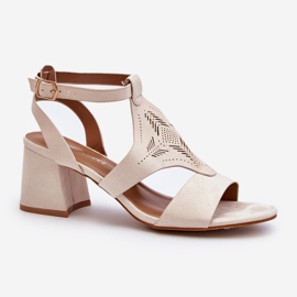 Sandali beige con tacco basso Eleriva 1