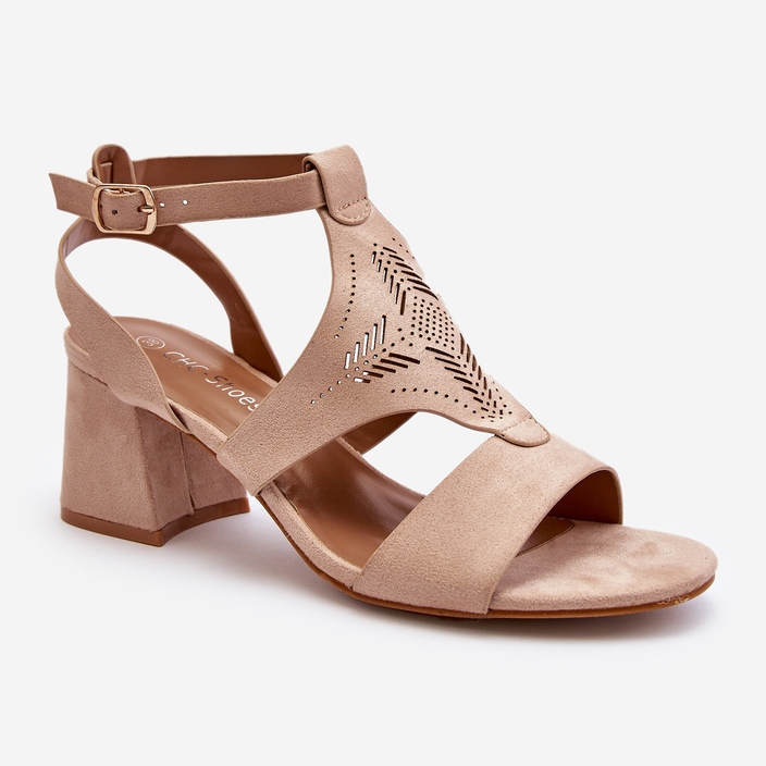 Sandali con tacco basso Eleriva color nudo beige 2