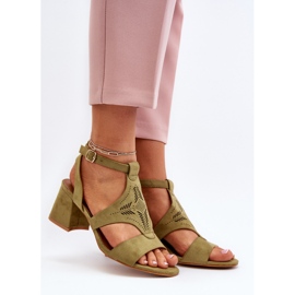 Sandali verdi con tacco basso Eleriva verde 2