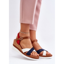 Sandali Kioda con zeppa bianchi e blu navy con cinturini 2