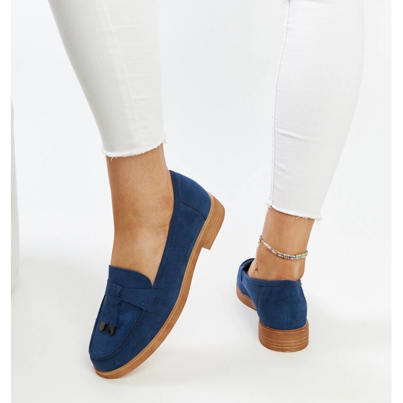 Mocassini in camoscio blu navy di Vinceza 1