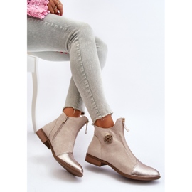 Stivali Bassi da Donna con Cerniera, Loratie Beige 1