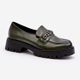 Vinceza Mocassini da donna in pelle con decorazione, verde scuro, Loraleima 1