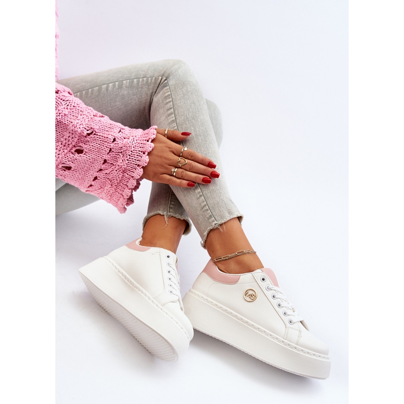 PM1 Sneakers con plateau da donna bianche Eshen bianco 1