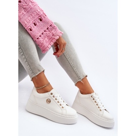 Sneakers Basse da Donna con Plateau Bianche Telirra bianca 1
