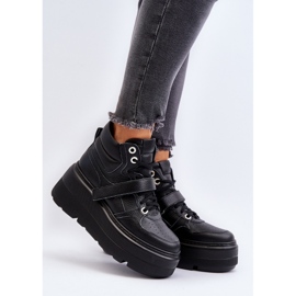 Scarpe da ginnastica in pelle da donna Zazoo 3450 Nere nero 2