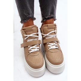 Scarpe da ginnastica in pelle da donna Zazoo 3450, Beige 2