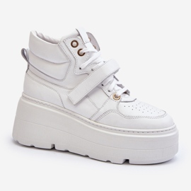 Sneakers in pelle da donna Zazoo 3450 bianche bianco 1