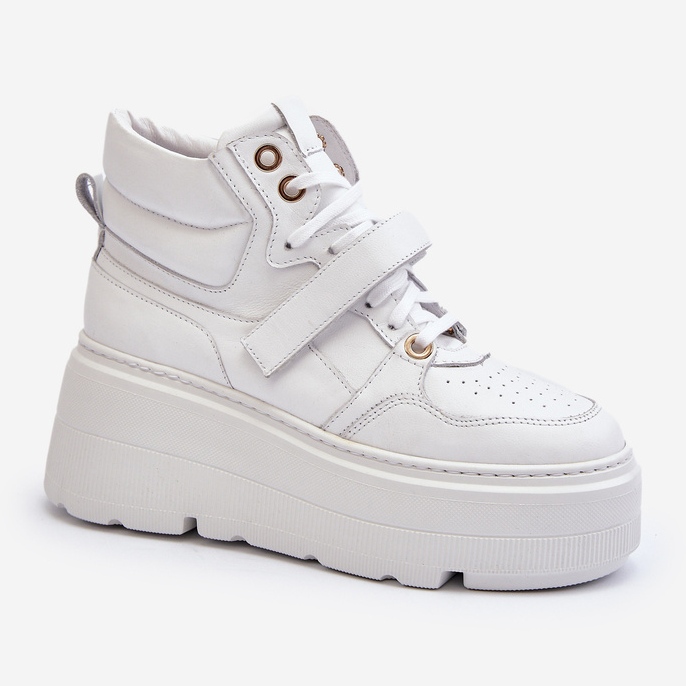Sneakers in pelle da donna Zazoo 3450 bianche bianco 1