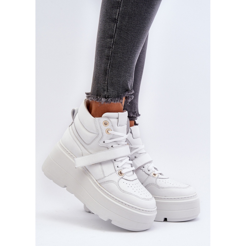 Sneakers in pelle da donna Zazoo 3450 bianche bianco 2