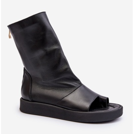 Sandali in pelle da donna Zazoo 3441 con tomaia nera nero 1